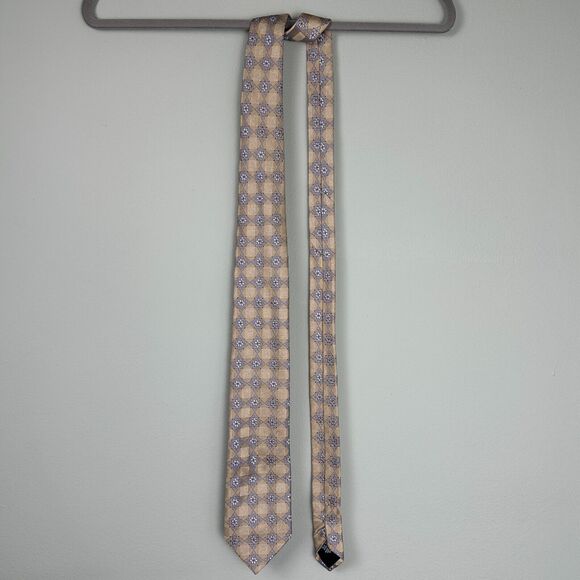 Hugo Boss 100% Silk Tie Black Label Made in Italy Gold Blue Geometric 58.5x3.25 - Picture 3 of 10